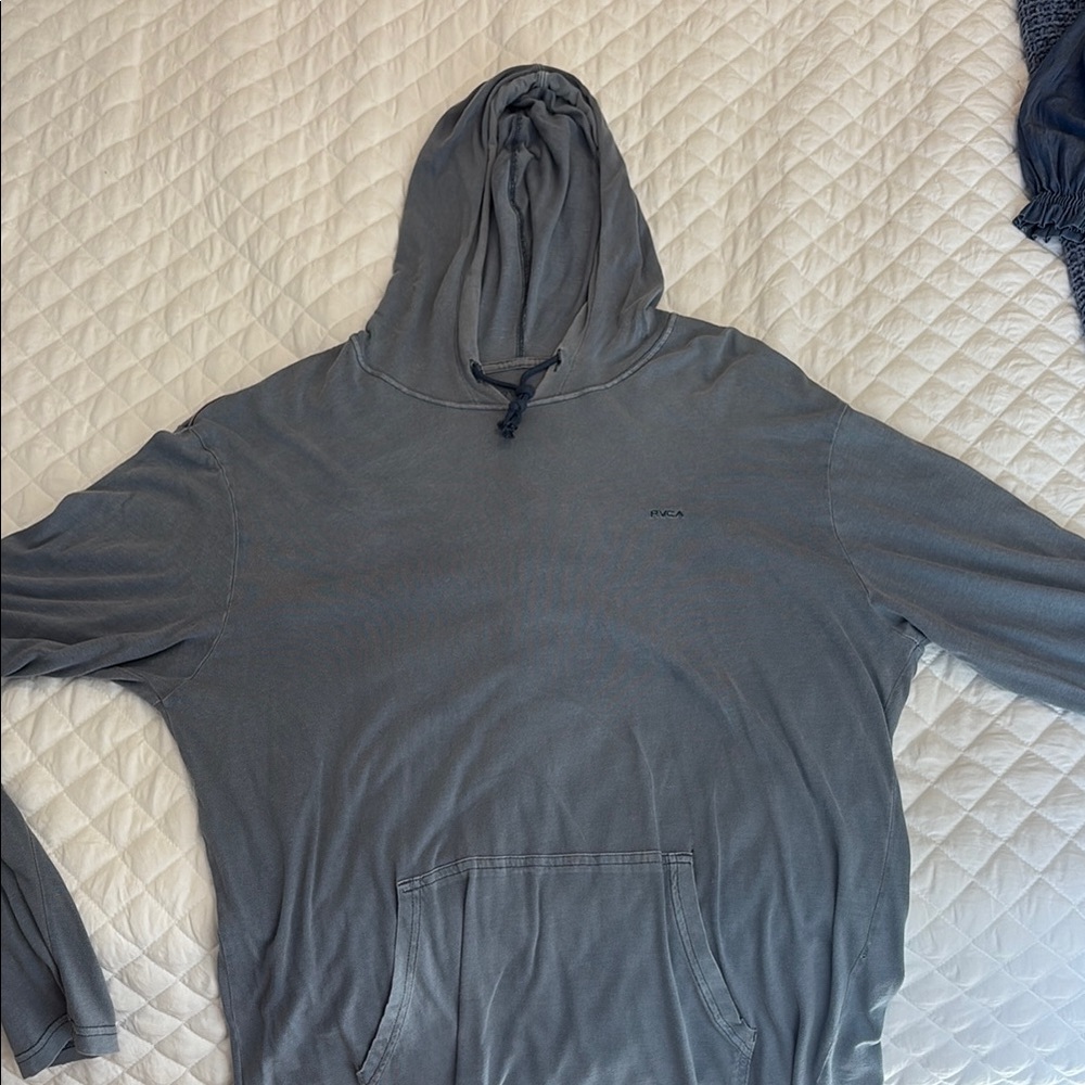 RVCA Gray and Blue Pullover Hoodie Sweatshirt